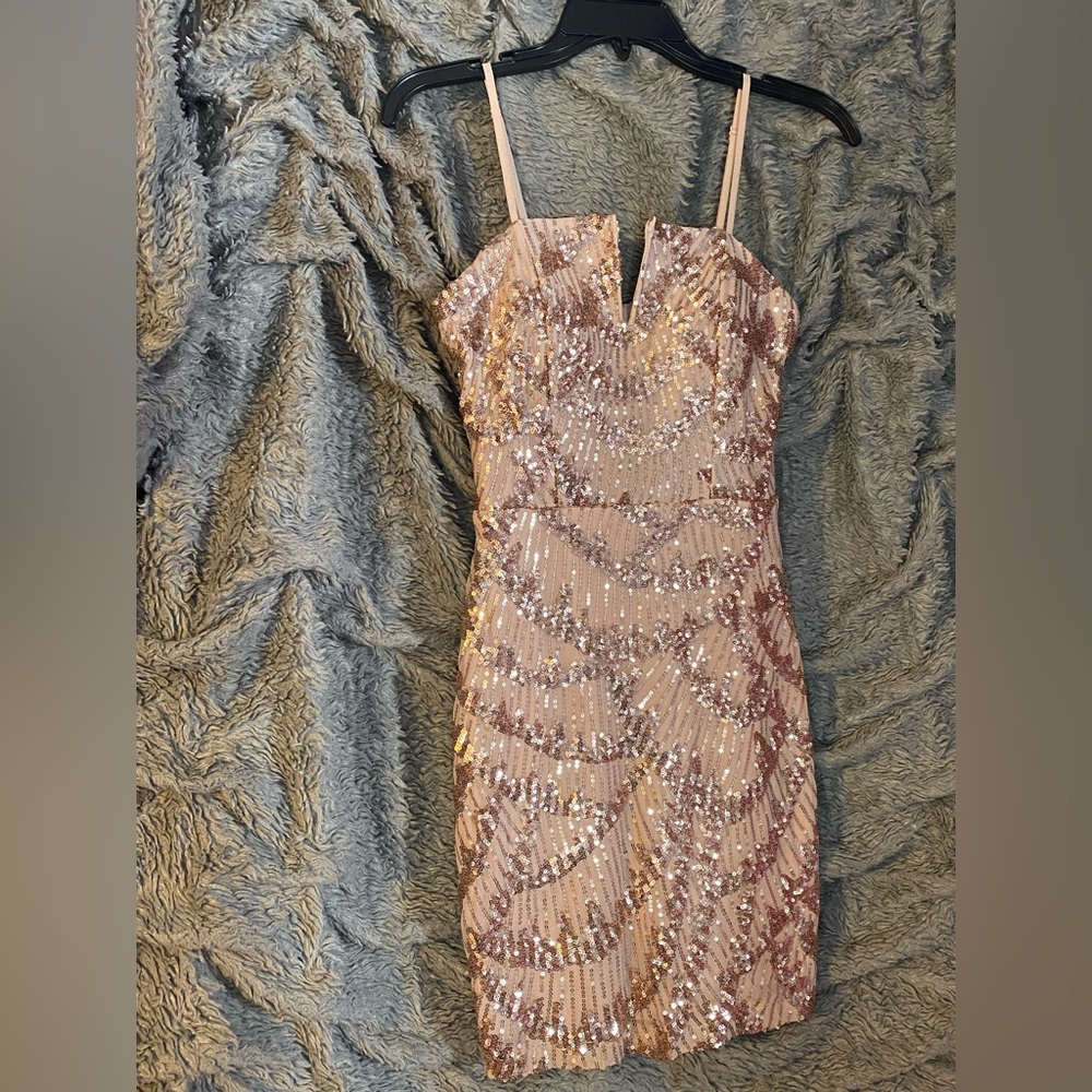 Gold and sequin cocktail dress